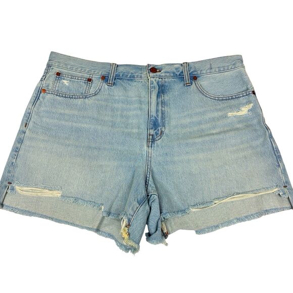MADEWELL Denim Shorts Women 32 Relaxed Mid-Length Step-Hem Cut-Off NO714 NWT - Picture 5 of 6